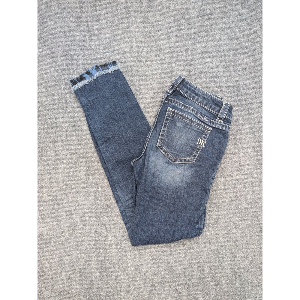 Miss Me Girls Size 14 Blue Denim Ankle Skinny Patchwork Jeans Preppy Fall